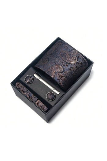 The Casius. Men's Classic Set - Tie, Pocket Square, Cufflinks, Tie Clip