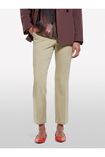 Sisley Stretch Cotton Piping Back Pocket Pants Women's Sand Color Pants - 325P49Male02X