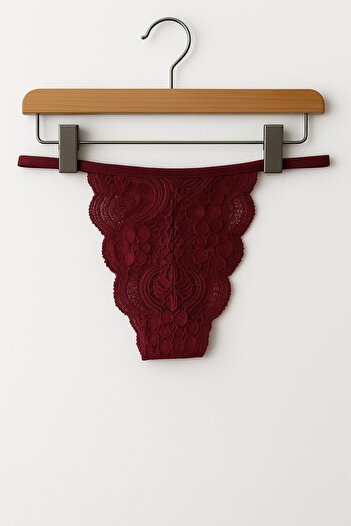 enmodaiçgiyim Burgundy Lace Women's String