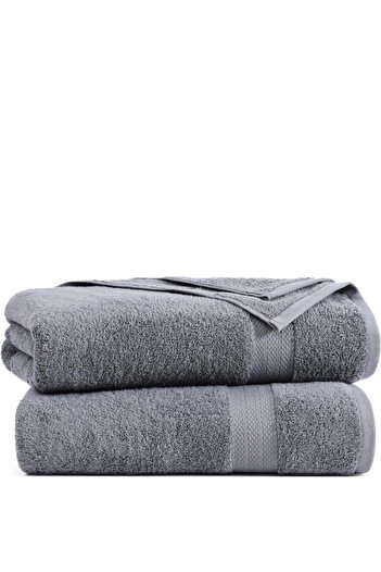 KAYABEY HOME Γκρι διπλή μεγάλη πετσέτα μπάνιου 100% βαμβακερή πετσέτα ντους με ριγέ σχέδιο 90 X 150 cm