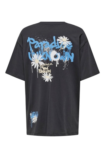 ONLY Onlmelodie Life S/S Graffiti Top Box Jrs Women's Navy Blue T-Shirt - 15324354