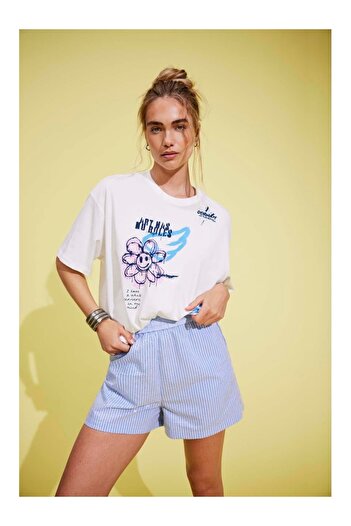 ONLY Onlmelodie Life S/S Graffiti Top Box Jrs Women's White T-Shirt - 15324354