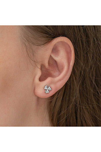 norsary Silver Flower Stud Earrings