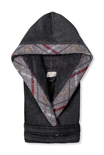 Pupilla Collection Ανδρικό μπουρνούζι 1 τεμαχίου από χτενισμένο βαμβάκι με γιακά ζακάρ