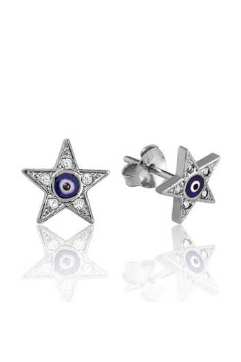 norsary Silver Evil Eye Star Studded Earrings