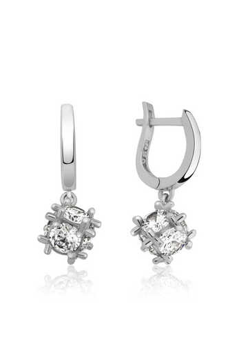 norsary Silver Jewelled Cube Earrings