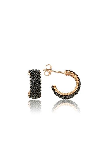 norsary Silver Tamtur Black Jewelled Earrings