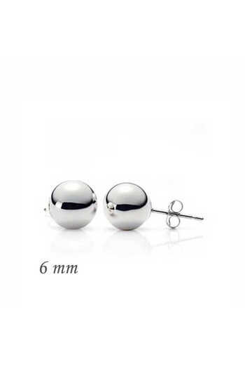 norsary Silver Ball Earrings - 6 mm