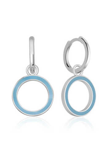 norsary Silver Phosphorescent Blue Oval Earrings