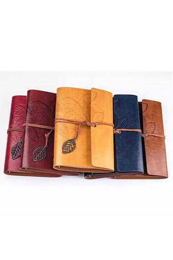 HSDemirci Leaf Embossed Leather Scrapbook