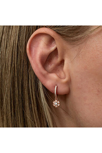 norsary Silver Dangle Rose Minimal Flower Women's Earrings