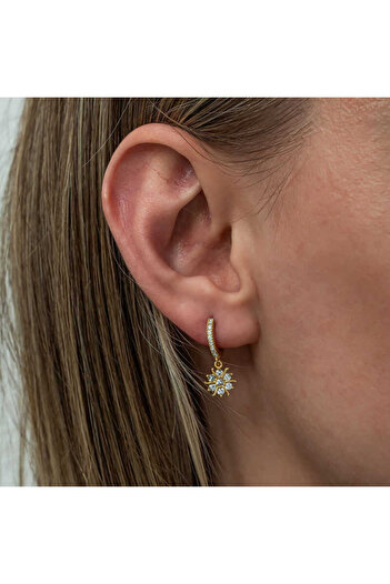 norsary Silver Gold Dangle Sun Women's Earrings