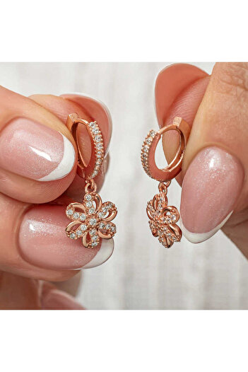 norsary Silver Dangle Rose Flower Women's Earrings