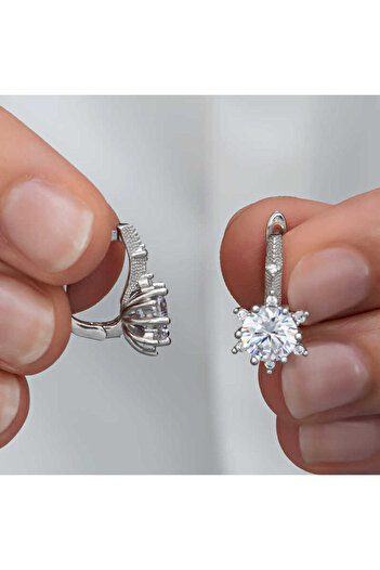 norsary Silver Flower Patterned Women's Earrings