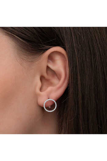 norsary Silver Round Women's Earrings