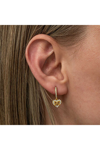 norsary Silver Gold Heart Ribbon Dangle Women's Earrings