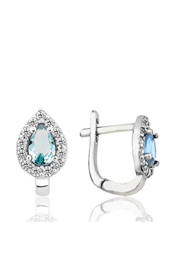 norsary Silver Turquoise Jewelled Drop J Women's Earrings