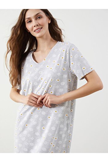 LC Waikiki V-Neck Floral Women's Nightgown (S5)