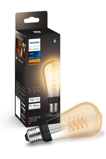 Philips Hue White Filament Regular ST64 LED Smart Light Bulb 1 Pack [E27 Edison Screw], with Bluetoo