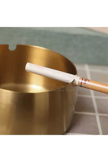 KaktüsKedi Şık Tasarımlı Gold Metal Küllük - Kül Tablası