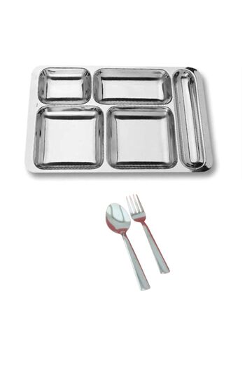 Becenhouse 3 Piece Picnic Breakfast Metal Table D'Hôte Set (1 Table D'Hôte, 1 Fork, 1 Spoon)
