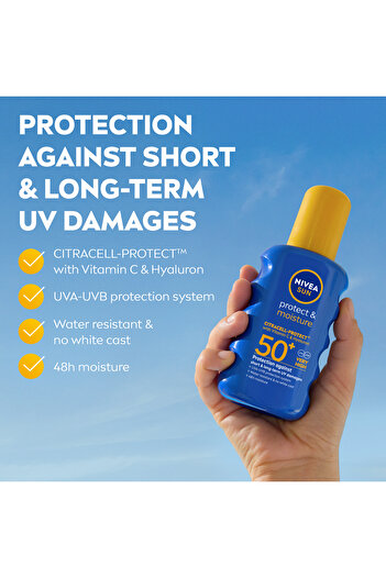 NIVEA NIVEA SUN Protect & Moisture Sun Spray SPF50 Suncream UV Protection, 200ml
