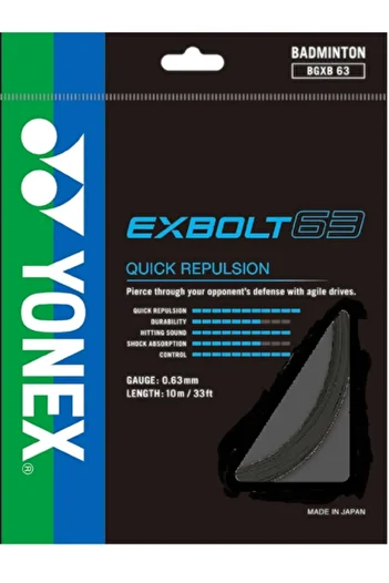 YONEX EXBOLT -63 YONEX QUICK REPULSION BADMINTON RACKET STRING (BLACK)