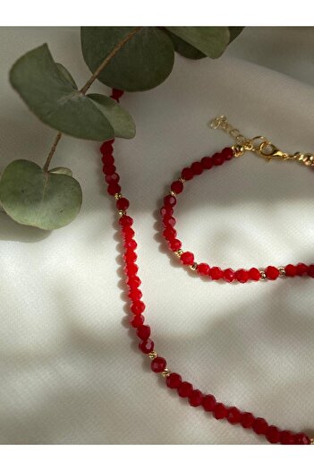 sabiha aksesuar Crystal Bead Necklace and Bracelet