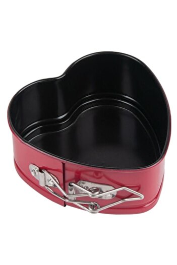 SHOPIENS Heart-shaped Baking Tray, Removable Walls, Metal, 12x11x5 cm, Red
