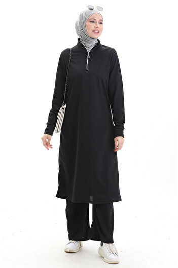 sefamerve Two Thread Tunic Pants Double Set 2068-04 Black