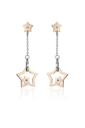 Luca Barra - Earrings with Pink Stars and White Crystals OK1024