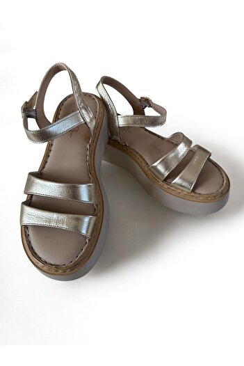 sorella Women's Orthopedic Sole Gold/Silver Genuine Leather Sandals - Sorti̇e