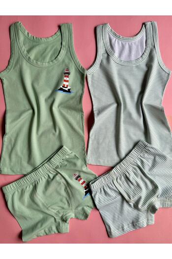 VicTroy Seaboy |   2-Piece Cotton Sailor Boy Model, Singlet and Shorts Set (4 Pieces) 10E27-28