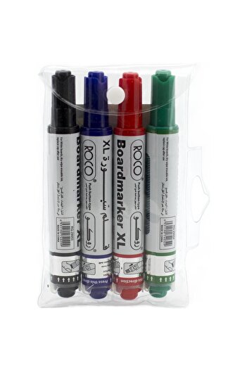 Roco Whiteboard Marker Set - Chisel Tip (1.5–3 mm), Assorted Colors - Black, Blue, Green, Red (4-Pack)