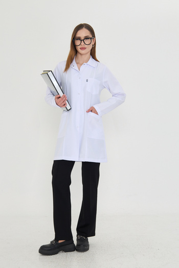 Class Üniforma White Nurse Pharmacist Doctor Teacher Apron - Polo Collar