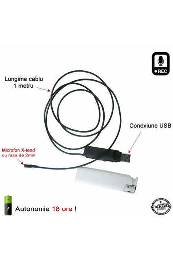 Minitechnics Voice Activated Recording Microphone 72 Hours of Recording - Only 2mm X-tend