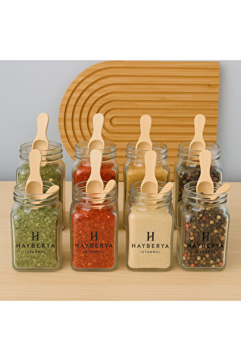 Blissra Set of 6 Glass Spice Jars - Black Lids |   Spoon Compatible 150 ml