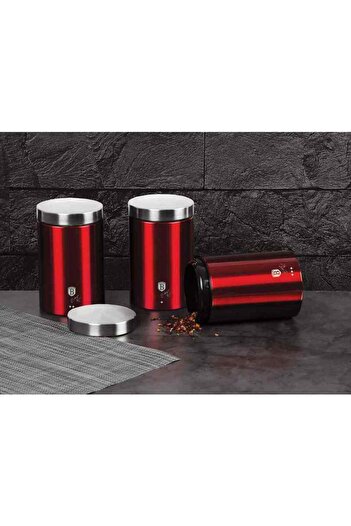 Berlinger Haus Set of 3 Burgundy Metallic Line Food Containers