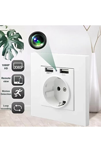 Minitechnics Wall Socket with Full HD 1080P Spy Camera, Wi-Fi Connection, Motion Sensor, 32Gb