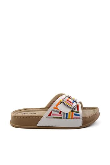 Bambi White Multicolor Women's Slippers K04099500109