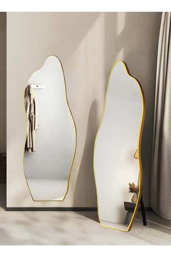 Taimi Large Mirror With Elegant Design165x60cm-full Length Mirror With Gold Metal Frame And Stand