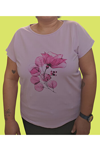 Barato Round Neck Floral Pattern Trend Printed Large Size Cotton Fabric T-Shirt