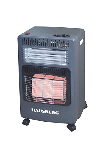 Hausberg Soba pe gaz GPL si electrica HB-1022NG, piezo-electrica, 3 placi ceramica, putere 4.2kW, Negru