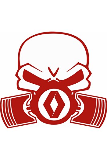 Image Car sticker, IMAGE, Piston skull RENAULT, red, 22 x 20 cm