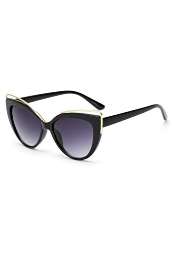Tessero - Women's Sunglasses, Cat Eye, Discreet Gold Model, UV400, Black