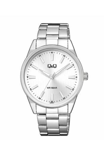 Q&Q Qz94J201Y 5 Atm Waterproof, Silver Color Stainless Steel Band Men Wrist Watch.
