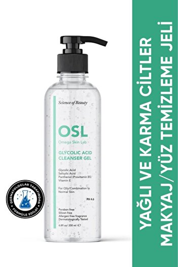OSL Omega Skin Lab Omega Skın Lab Glycolic Acid Cleanser Gel 200 ml