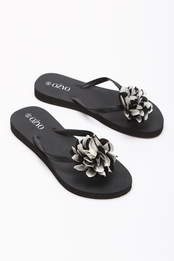 OZYO Havana Black Floral Flip Flops Beach Slippers