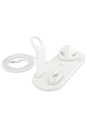ZEQAS 4 in 1 Wireless Charger White 10W – Phone, Smartwatch & Headphones