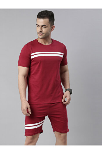 Bushirt By Styli Striped Round Neck T-Shirt and Shorts Co-Ords